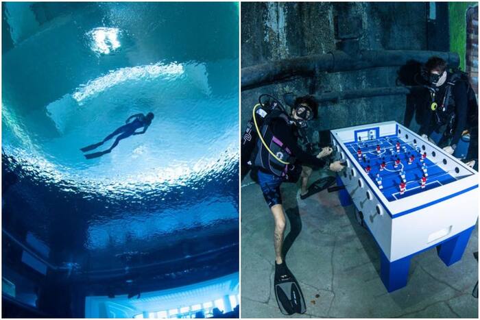 Worlds Deepest Swimming Pool With A Sunken City Apartment And Arcade To