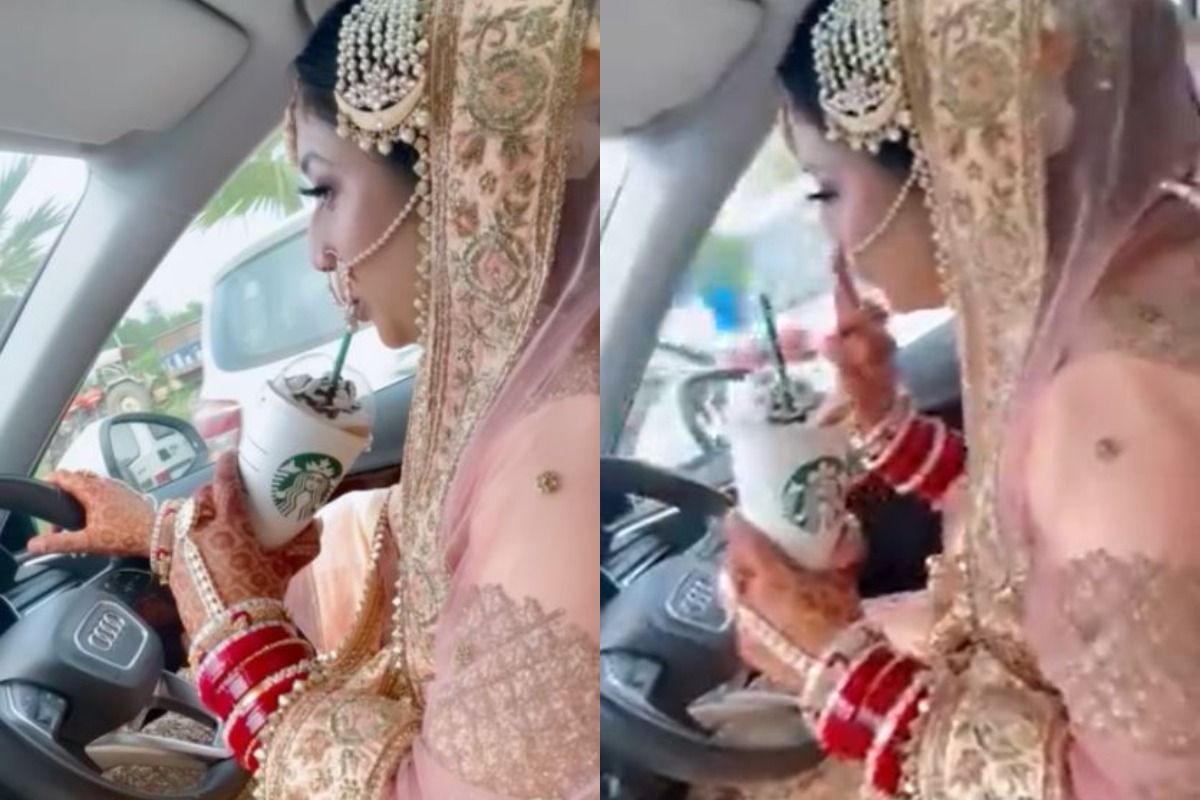 Viral video Bride Drinking Coffee and image