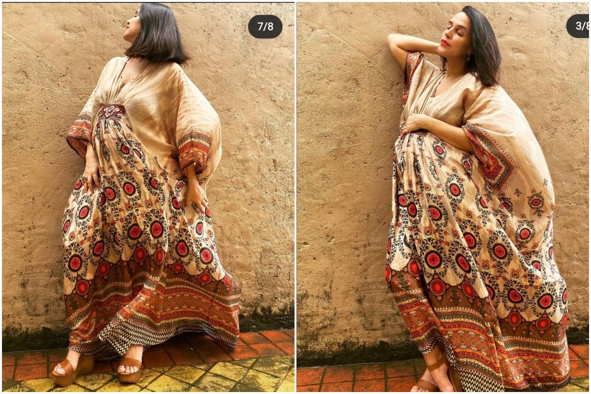 Neha Dhupia in her beautiful Kaftan dress. Picture Credit: Screenshots from Instagram @nehadhupia