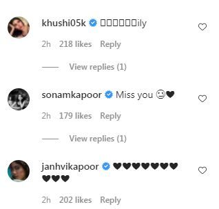 Khushi Kapoor, Janhvi Kapoor, Sonam Kapoor React Screenshot Credit: Instagram/@arjunkapoor 