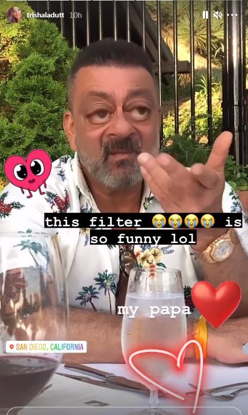 Trishala Dutt shared a funny filtered photo of Sanjay Dutt