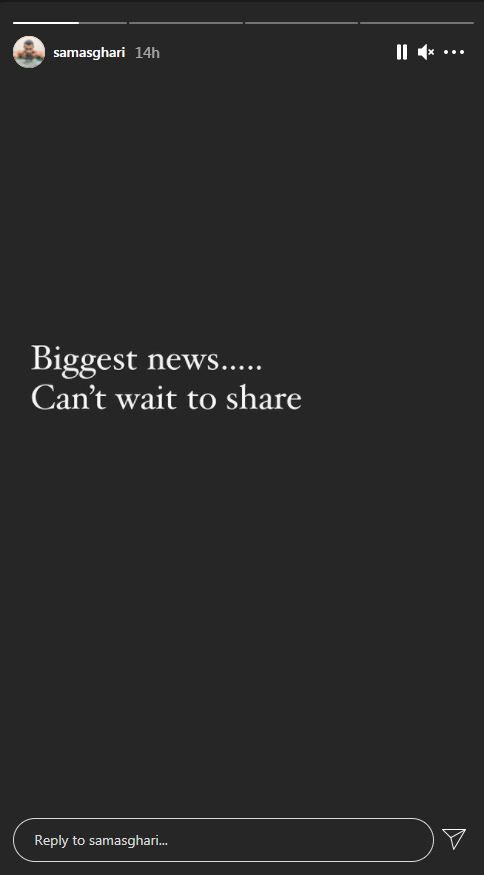 Just before announcing the big news, Asghari took to his Instagram stories