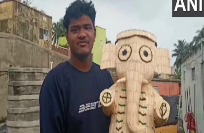 Odisha Artist Creates Ganpati Idol With Over 5000 Matchsticks