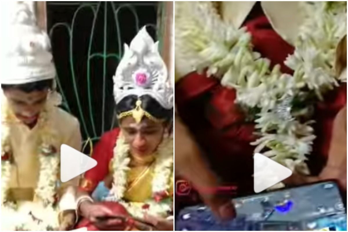 Viral Video: Bride & Groom Play Garena Free Fire Game On Their Smartphones During Wedding | Watch