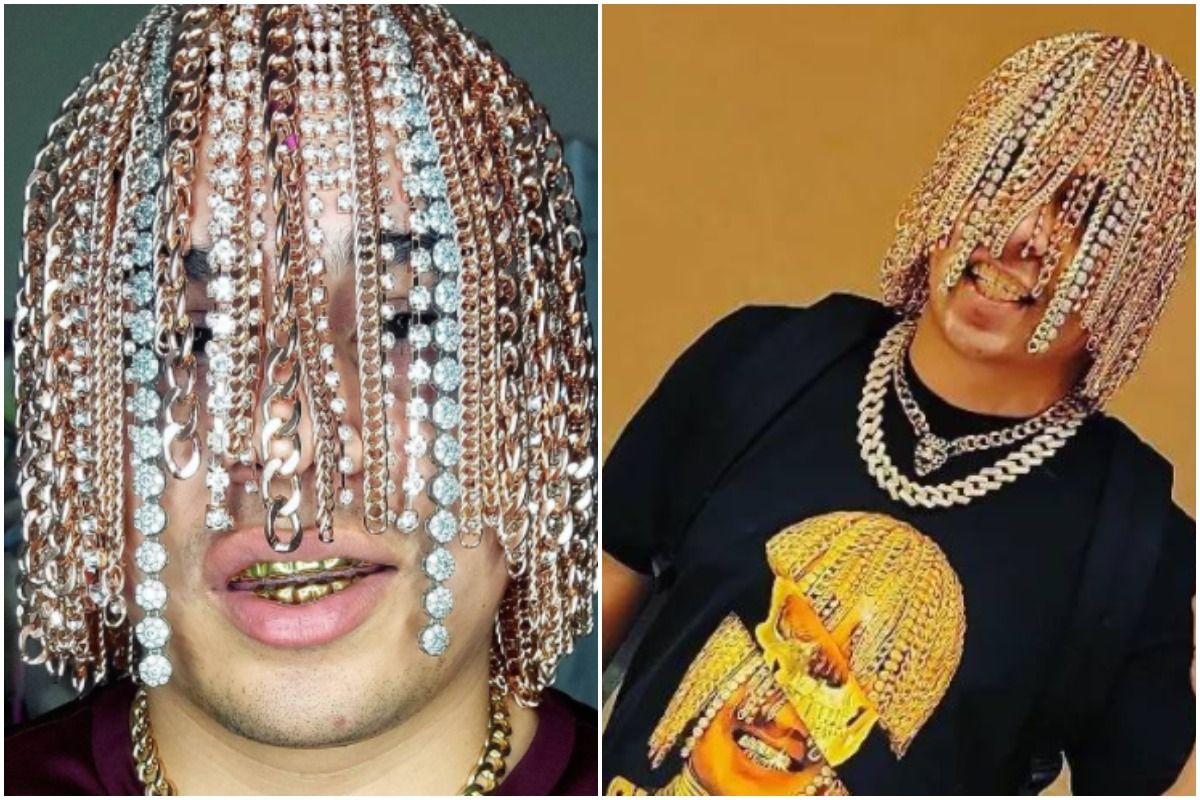 Rapper has gold chains for hair after getting hooks surgically implanted  into head  Daily Star