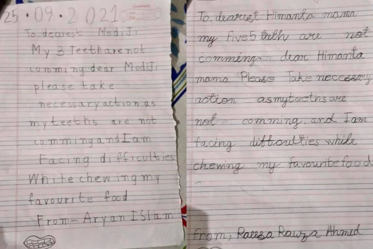 The two kids — 6-year-old Rawza and her 5-year-old brother Aryan wrote two separate letters to the ministers complaining about their adult teeth that are late.