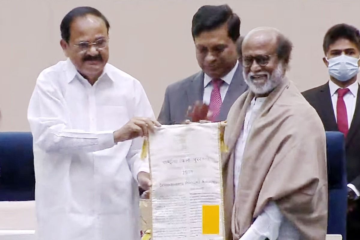Vice President Venkaiah Naidu presented 51st Dadasaheb Phalke Award to Rajinikanth at The 67th National Film Awards