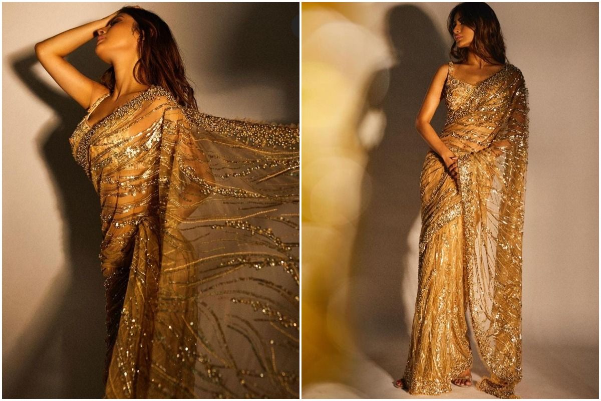 Mouni Roy Oozes Oomph in Rs 1 Lakh Gold Saree