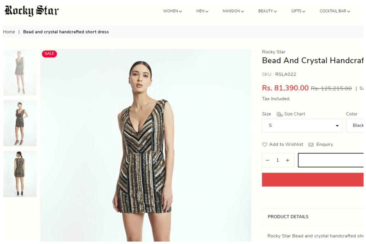 Handmade Bead And Crystal Short Dress.  Image Credit: Official Website (www.rockystarworld.com)