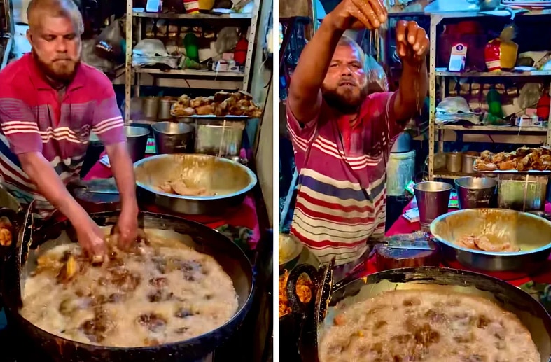 Man Dips His Hand in Boiling Hot Oil to Fry Chicken, Internet Left ...