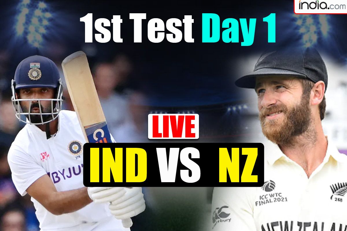 Highlights IND vs NZ 1st Test Stumps Day 1 Shreyas Iyer, Ravindra