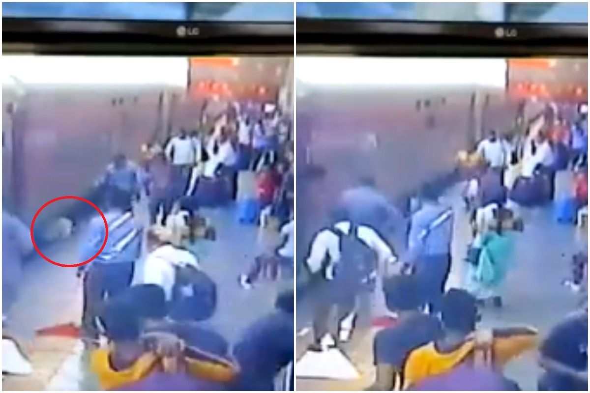 Alert Railway Employee Saves Passenger From Being Run Over by Moving Train  | Watch