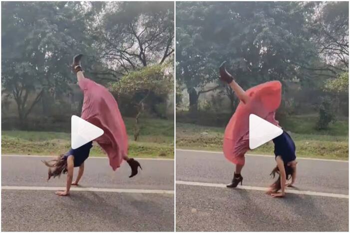 Viral Video: Girl Does a Cartwheel While Wearing a Skirt & High Heels, Internet Says 'Wow' | Watch