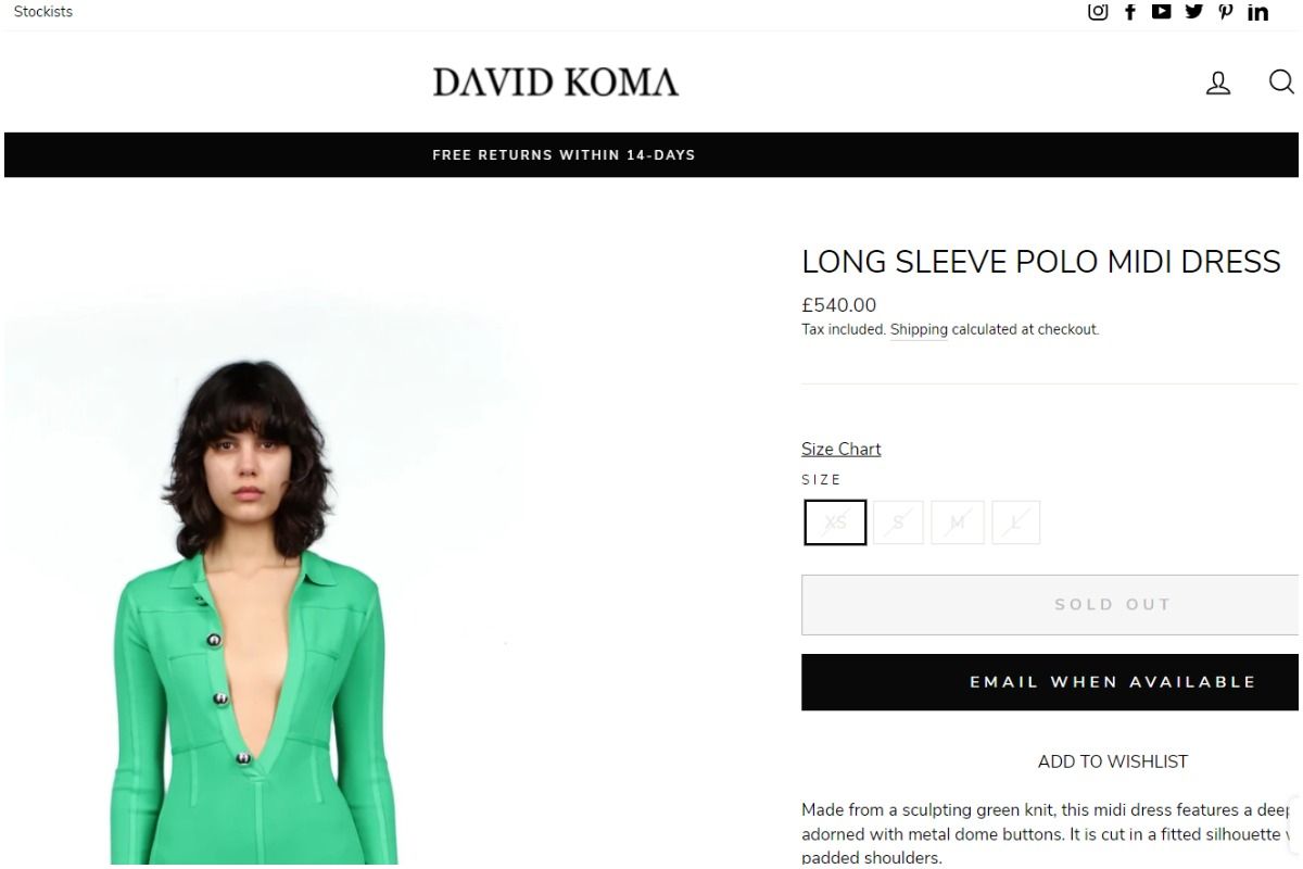 Long Sleeve Polo Midi Dress. Picture Credits: Official Website (www.davidkoma.com)