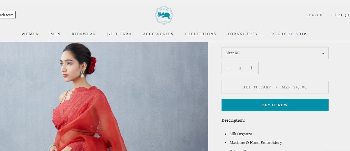 The red saree comes with a price tag of Rs 54,500