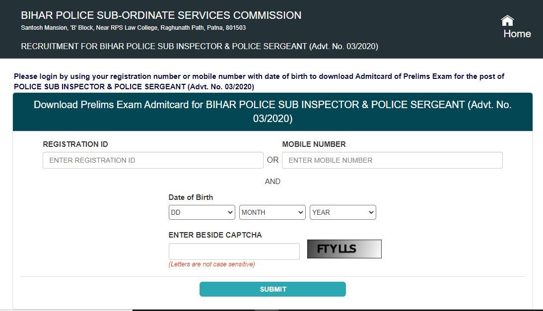 BPSSC SI Prelims Admit Card 2021: Bihar Police SI Hall Ticket RELEASED at bpssc.bih.nic.in; Direct Link to Download Here