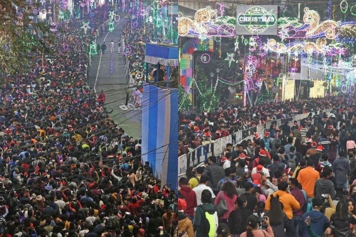 Christmas Festival at Kolkata's Park Street Sees Massive Crowds; Traffic Suspended. See Viral Pics