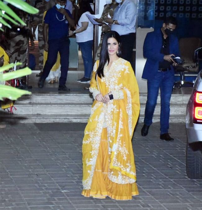 Katrina Kaif Leave For Jaipur In a Yellow Sharara (Picture Credits: Viral Bhayani)