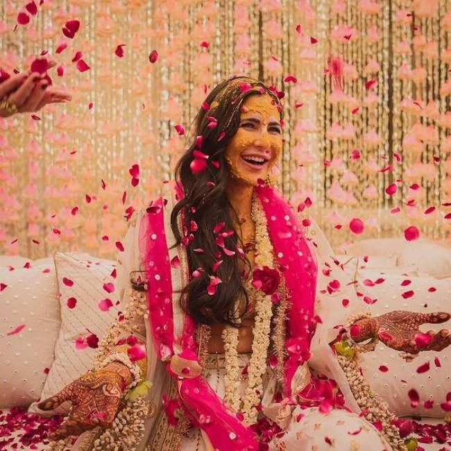 Katrina Kaif's million-dollar-smile during Haldi ceremony (Picture Credits: Vicky Kaushal/Instagram)