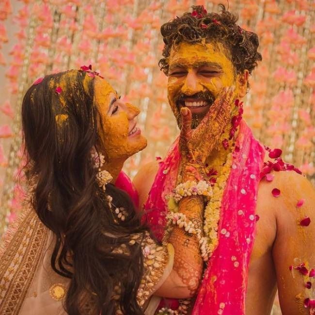 Katrina and Vicky look their happiest best in Haldi pictures (Picture Credits: Vicky Kaushal/Instagram)
