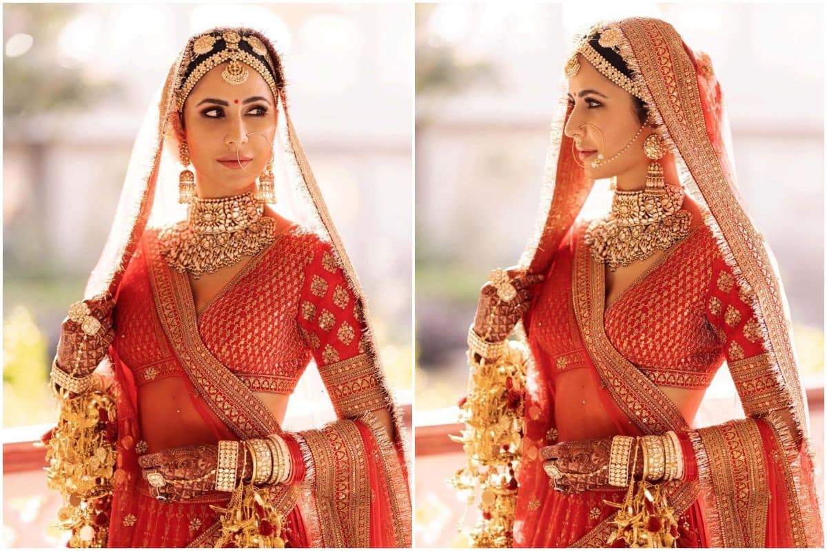 Katrina Kaif Dresses in Sabyasachi&#39;s Classic Red Bridal Lehenga And Pays  Homage to Vicky Kaushal&#39;s Punjabi Roots