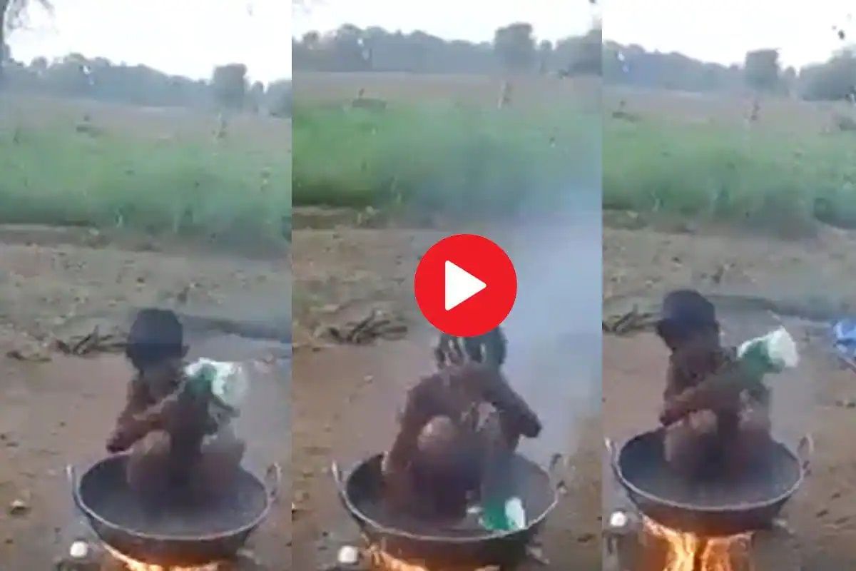 Viral Video: Boy Comes Up With Crazy Jugaad to Take Hot Bath Outside During Winter. Watch
