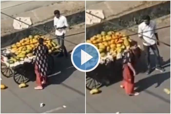 Angry Woman Throws Fruits From Vendor's Cart After It Brushes Her Car In Bhopal