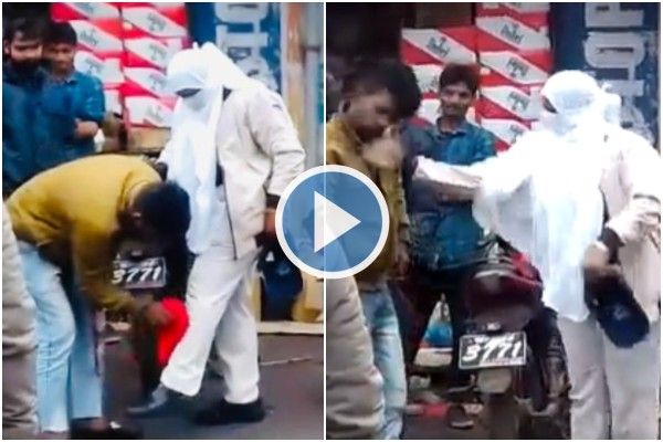 MP Cop Slaps Man After His Bike Sprays Mud on Her, Forces Him to Clean Her Trousers | Watch