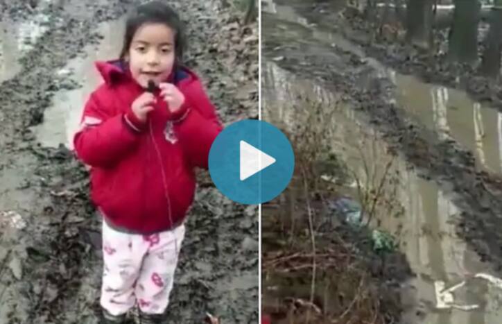 5-Year-Old Kashmiri Girl Turns Reporter, Highlights Bad Condition of Roads Near Her Home