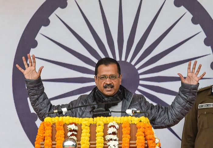 Delhi Chief Minister Arvind Kejriwal speaks during the state level Republic Day function of Govt. of NCT of Delhi, at Delhi Secretariat in New Delhi, Tuesday, Jan. 25, 2022. (PTI Photo