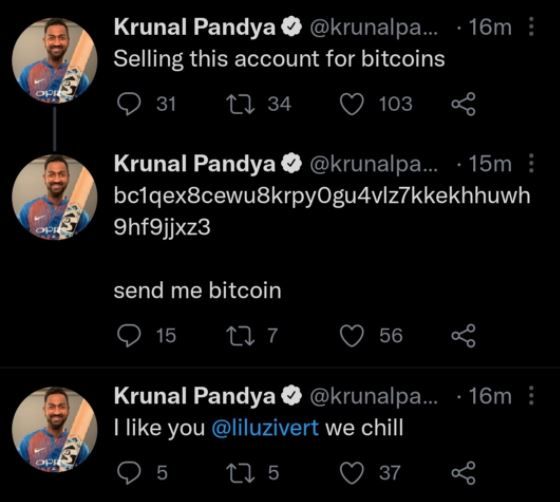 Krunal Pandya Twitter Account Hacked