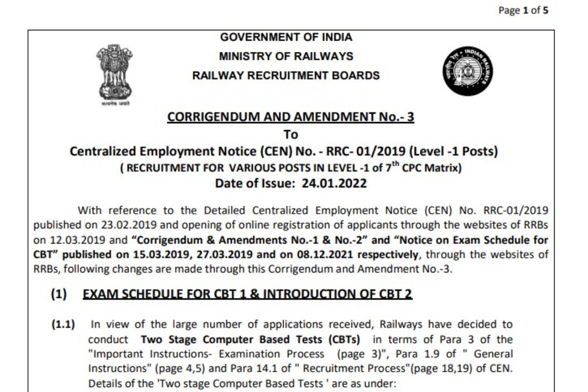 RRB Group D 2022 Exam Pattern Changed; Check Details Inside