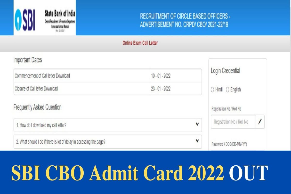 SBI CBO Admit Card 2022 Released on sbi.co.in; Download Via Direct Link Given Here