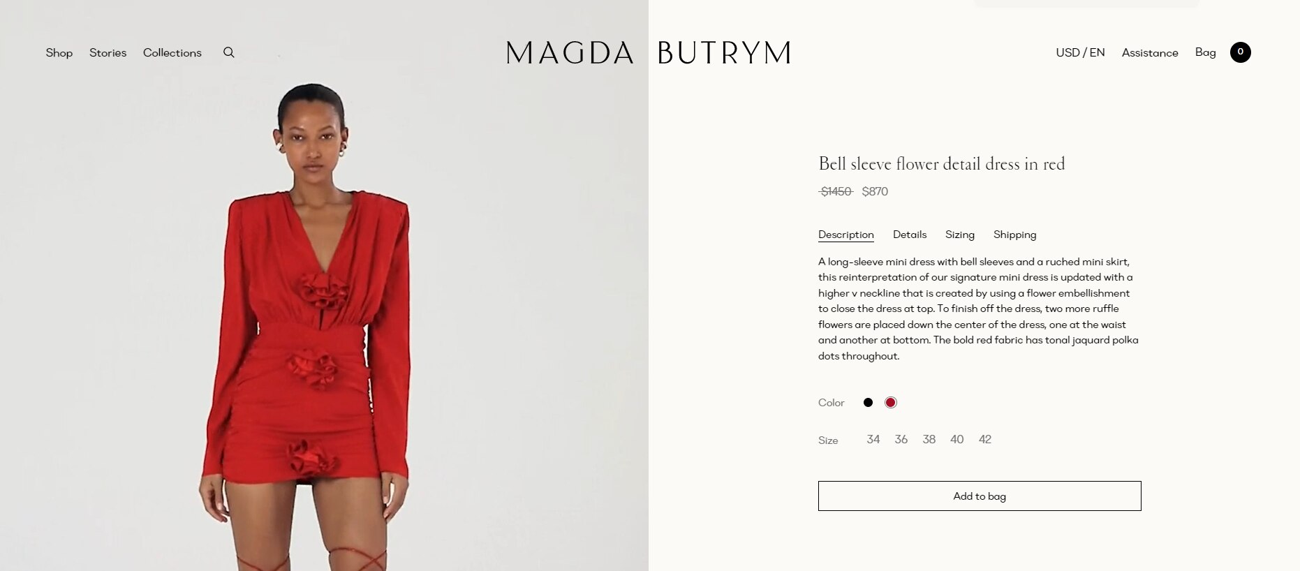 bell sleeve flower detail dress (www.magdabutrym.com)