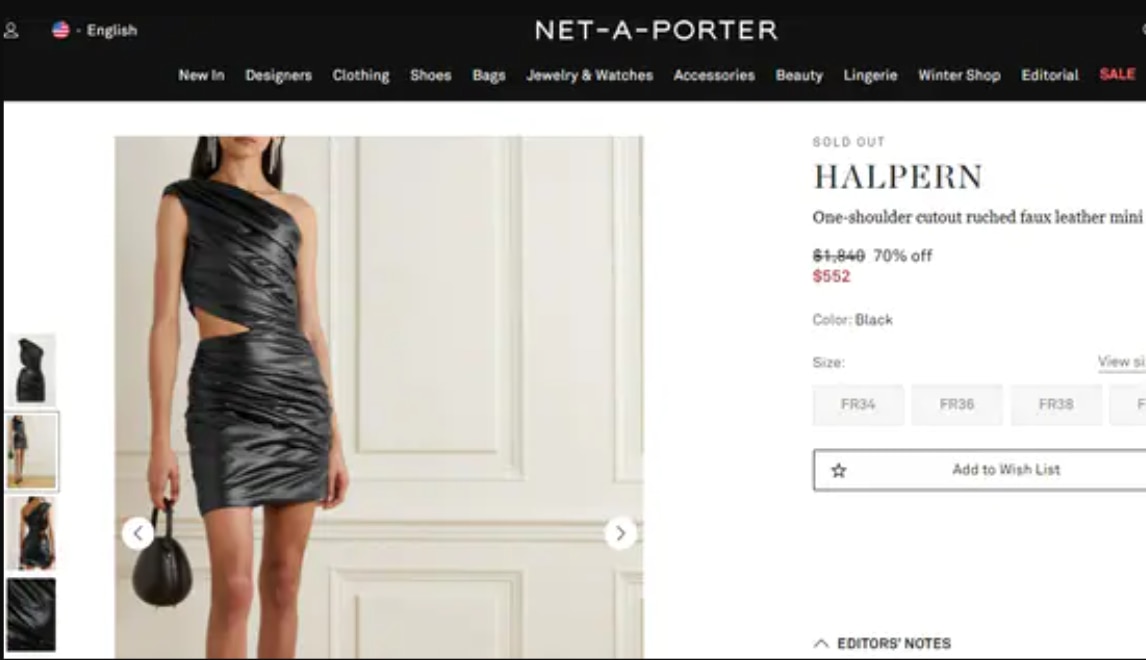 Black Faux Leather Mini Dress. (www.net-a-porter.com)