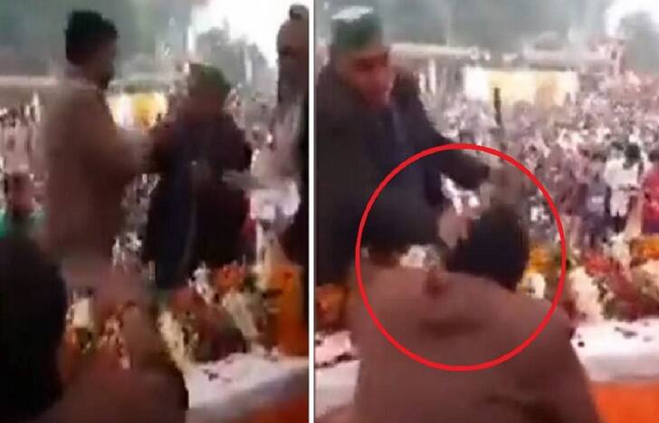 Video shows UP BJP MLA Pankaj Gupta being slapped by a farmer.