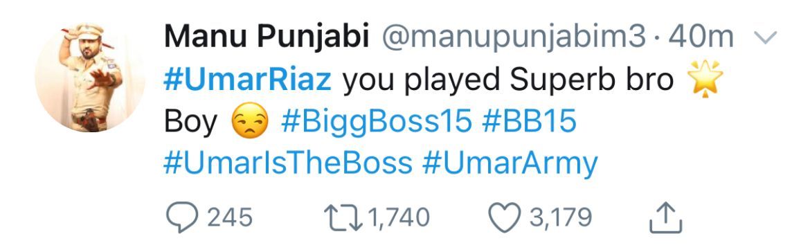 Manu Punjabi's tweet for Umar Riaz