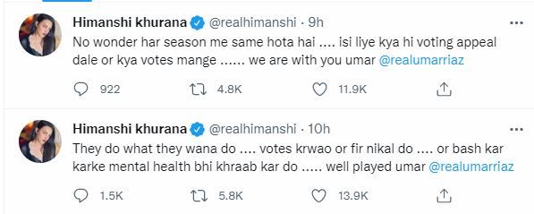 Himanshi Khurana supports Umar Riaz