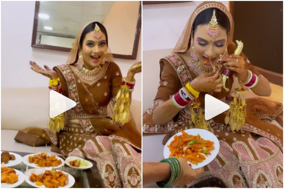 Hungry Bride Enjoys Eating Chinese Food Before Wedding, People Call it Relatable