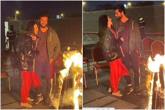 First Lohri Pics of VicKat: Katrina Turns Punjabi Bahu as She Poses With Vicky Near Bonfire