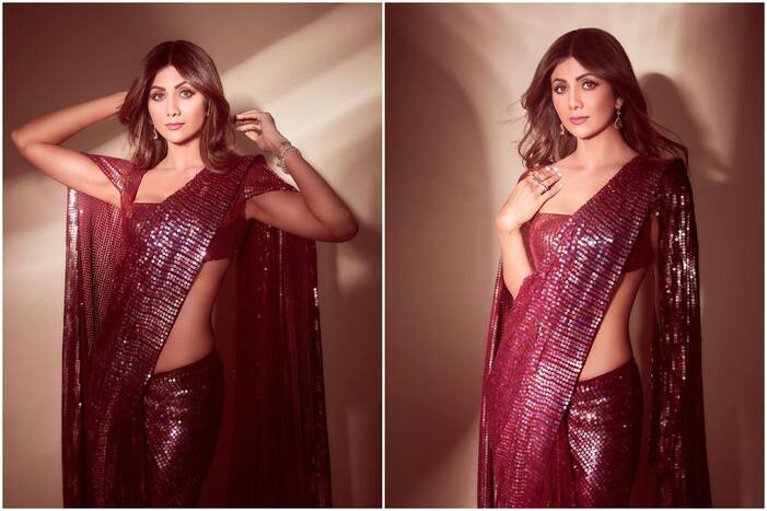 Shilpa Shetty Takes The Iconic Sequin Saree a Notch Higher, Wears it With a Cape - See Stunning Pics. Picture Credits: Instagram (@manishmalhotra05)