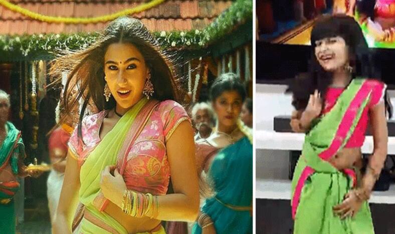Sara Ali Fan Dance on chaka chak small girl video viral you will forget atrangi re rinku after seen