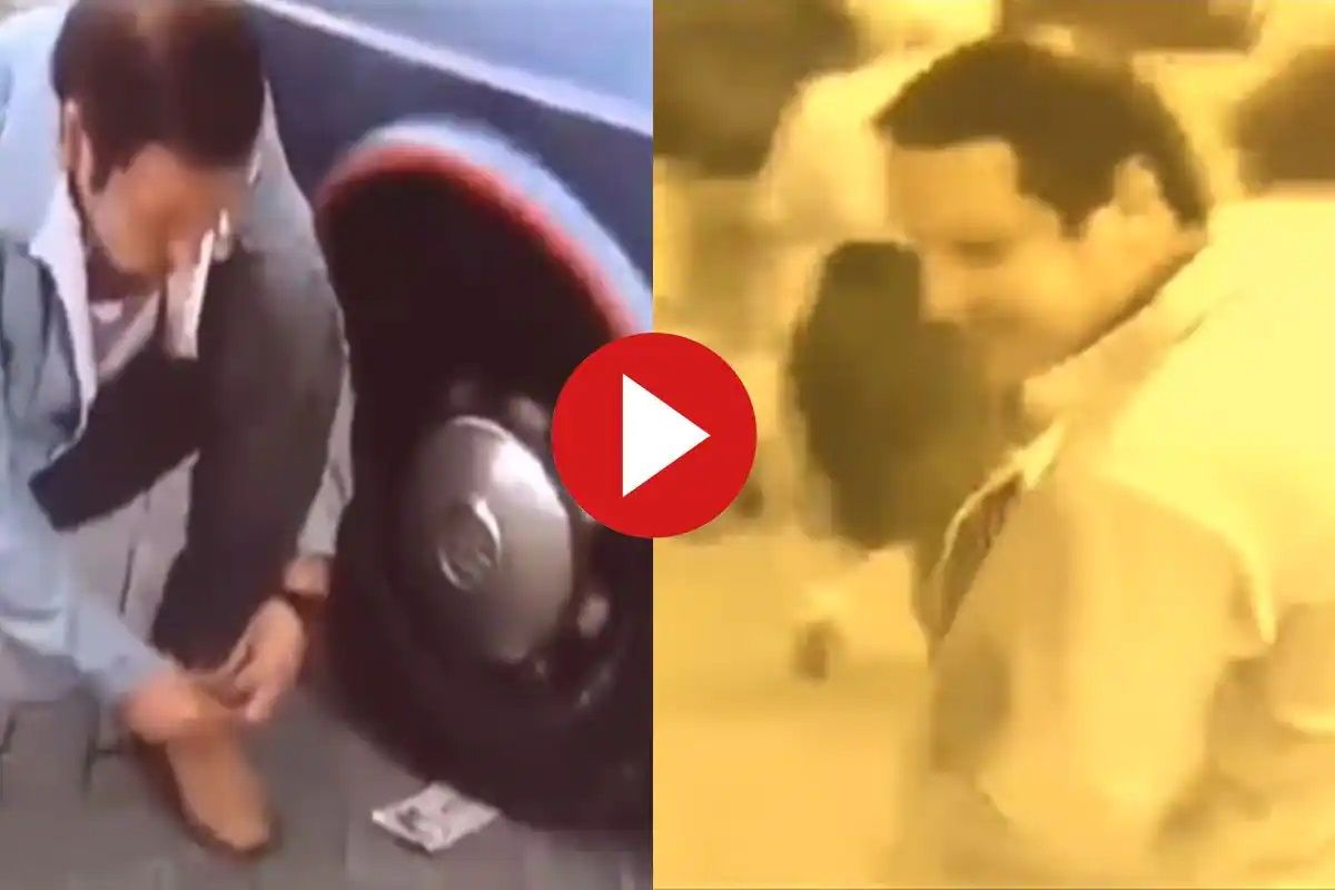 Viral Video: Man Waits To Grab Note Stuck Under Car Tyre, But Then This Hilarious Thing Happens