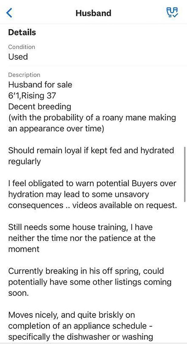 Woman Puts Husband Up For Sale on Auction Site, Says No Return or ...