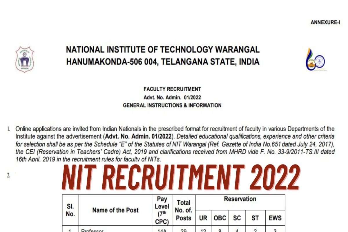 NIT Recruitment 2022