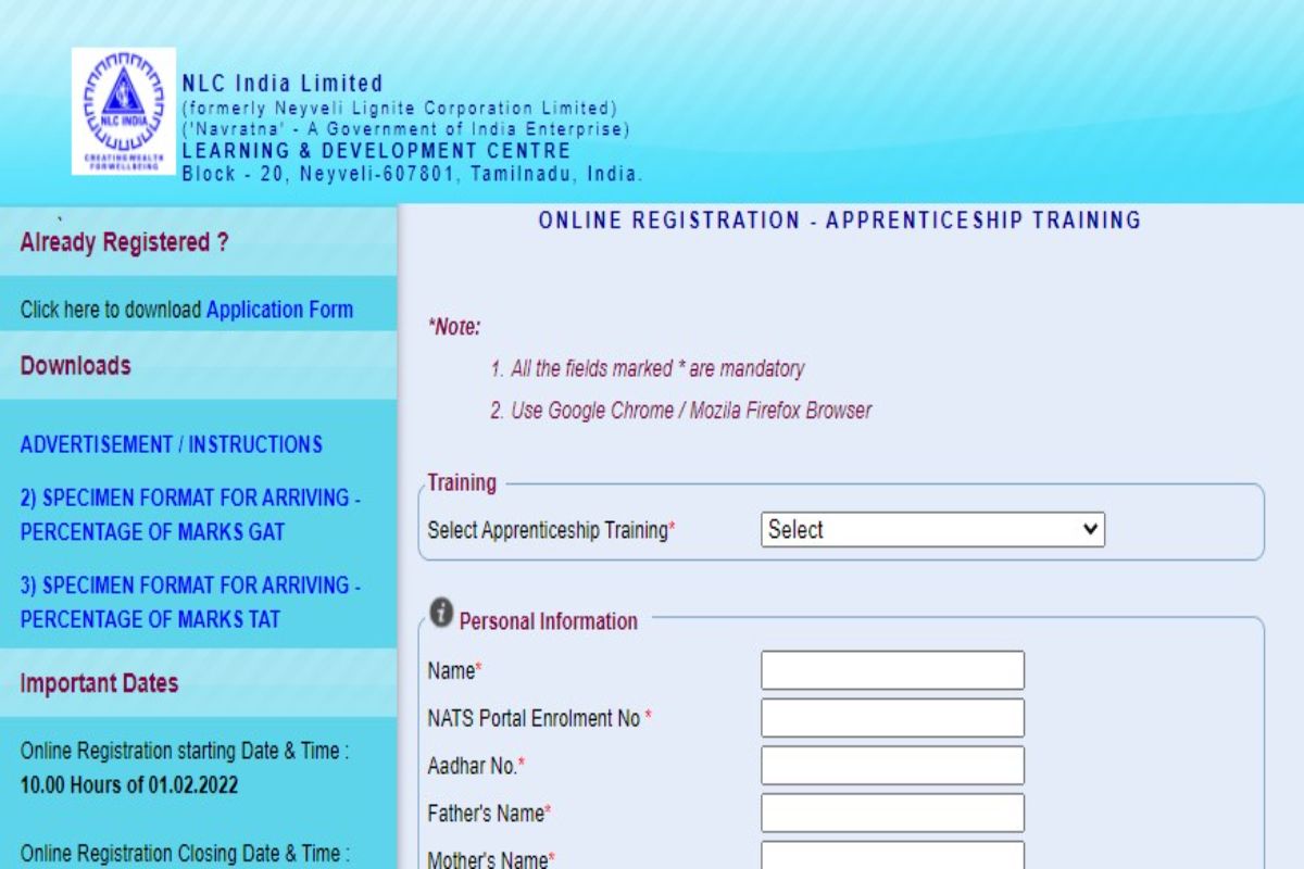 NLC Apprentice Recruitment 2022: Registration Begins For 550 Posts on nlcindia.in