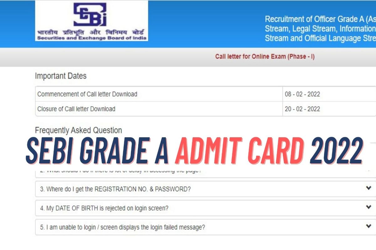 SEBI Grade A Admit Card 2022 Out on sebi.gov.in.