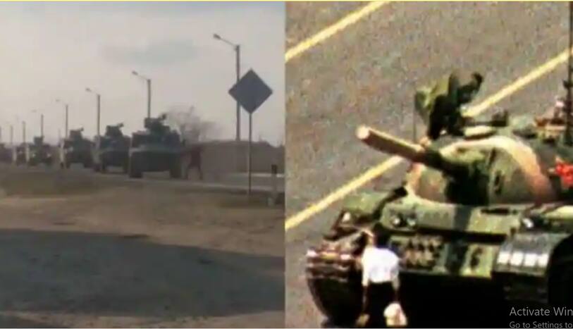 Viral Video: Ukrainian ‘Tank Man’ Tries To Block Russian Military Convoy | Watch