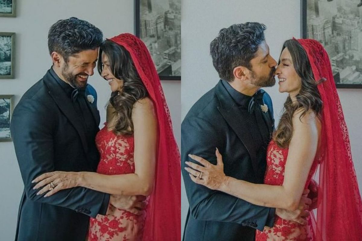 Farhan Akhtar पत्नी Shibani Dandekar के साथ हुए रोमांटिक, Lip Lock वाली फोटो हुई वायरल- शादी की PICS