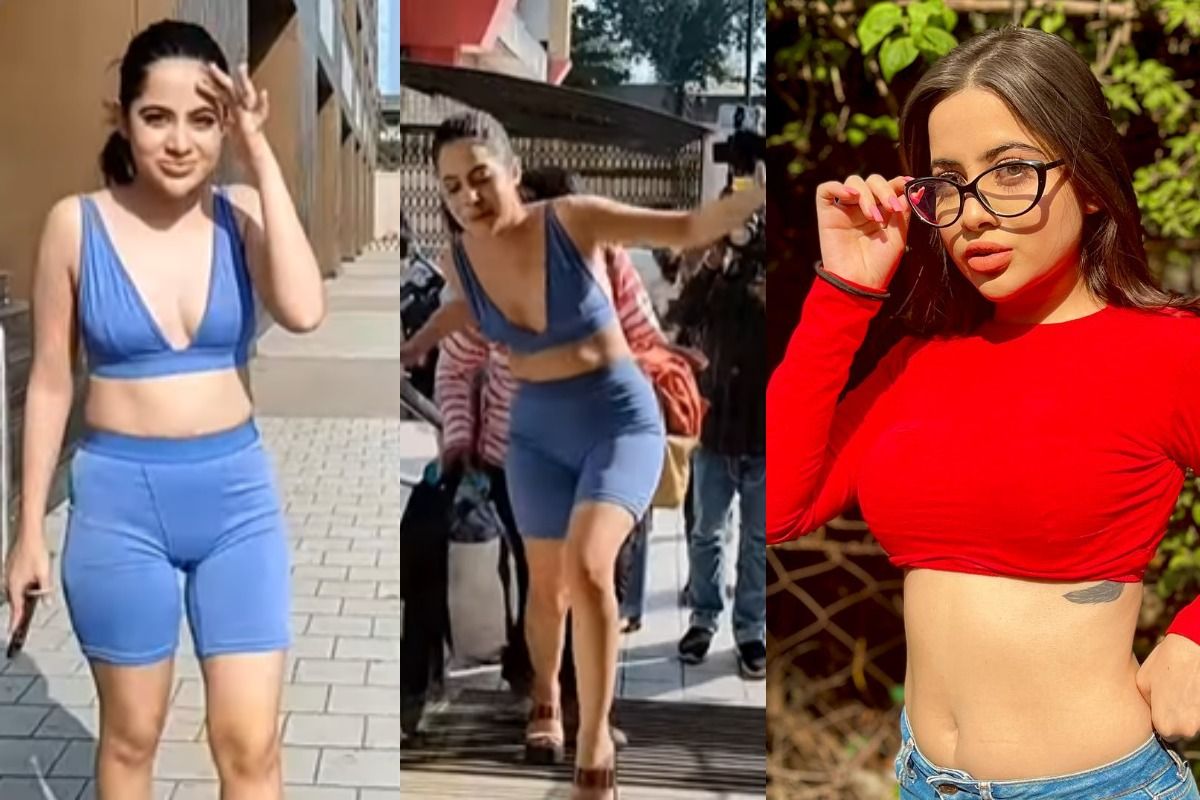 Urfi Javed से नहीं संभला हाई हील्स...गिरते-गिरते बचीं, कपड़े को देखकर लोग बोले- नई राखी सावंत आ गई | VIDEO